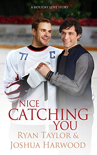 Nice Catching You by Ryan Taylor and Joshua Harwood. A hockey player and random guy are prom posing on the ice. Their smiles are unsettling.