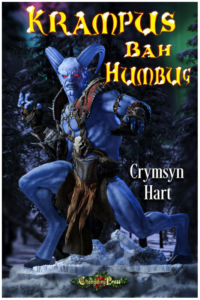 KRAMPUS BAH HUMBUG a green very muscular Krampus with horns and a scarf looking muscular and fierce