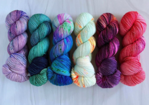 The skeins lined up in a row