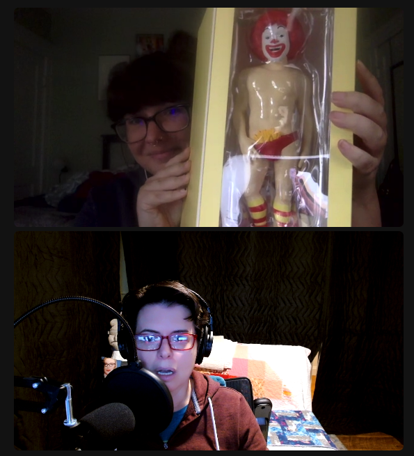 Sexy Ronald and his fries, in the box, and please note my expression of horror.