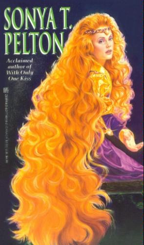 Sonya Pelton - Secret Jewel - a woman with bright red curly huge clouds of hair that go all the way down her back past the bench she's sitting on to the floor