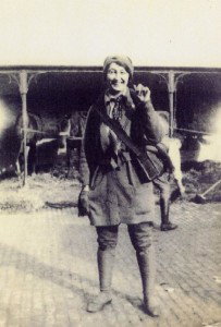 Lady Feilding outside the hospital in Furnes, Belgium, 1916