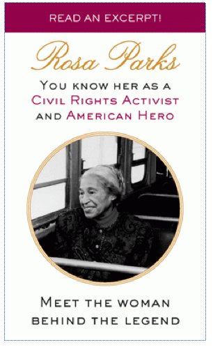 Rosa Parks in script with a circular image of her on a bus - it looks just like a Presents. I can't even tell you.