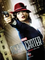 Agent Carter poster - she's wearing a red fedora and deep red lipstick and it's incredible