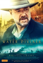 The Water Diviner poster - Russell Crowe with a salt and pepper beard and a hat looking grim