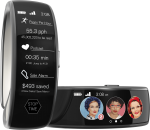 Smart Bitches wearable - a black wide bracelet with a screen on the face that tracks pages read, podcast time left, and money saved on deals. At the bottom is a STOP TIME button