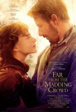 Movie poster with sun rising or setting I can't tell between Oak and Bathsheba