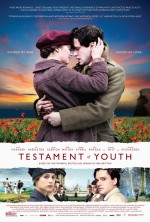 Testament of youth movie poster - a couple embracing in a field of poppies against a sunset -- Angst and kissing.