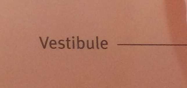 Close up of the vestibule label 