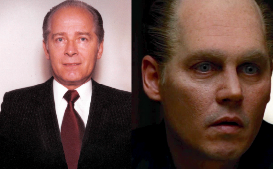 A photograph of Bulger next to a photograph of Depp's hair makeup and contacts that make him look exactly like Bulger. It's freaky.