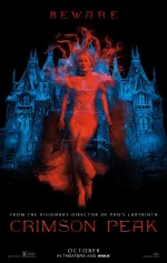 Crimson Peak - Mia in a white grown stained red running from the house