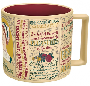 Mug covered with jane Austen quotes 