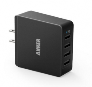 Anker four-USB port wall charter - four usb ports plugged into one outlet 