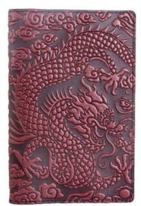 Oberon Design tooled leather cover in red with a DRAGON ON IT DRAGON DRAGON DRAGON