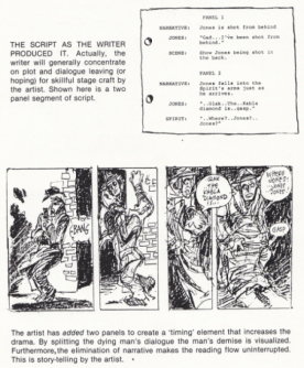 The script as written called for four rectangles but Eisner drew them as rectangles of varying width to create tension and a sense of timing to the sequence