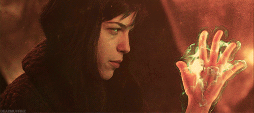 Girl from Hellboy with her hand on fire