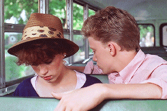 Dude sitting way too close to Molly Ringwald on the bus and staring at her while she reads. Everyone in the book is a creeper I think