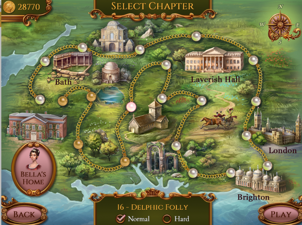 Screenshot of the all the chapters in Regency Solitaire