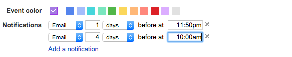 New notification! Email at 10am 4 days prior? Perfect! 