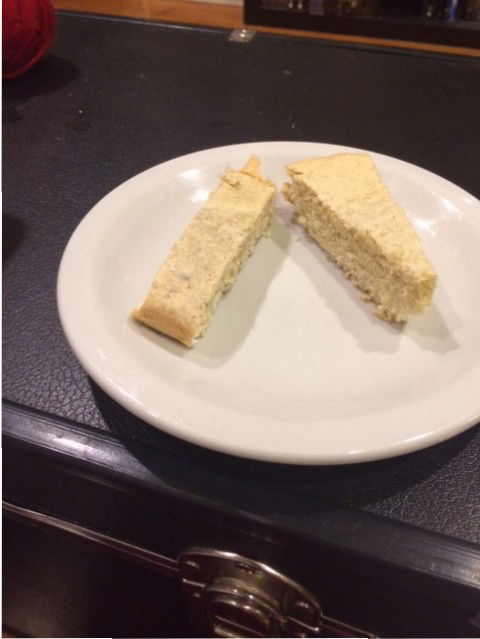 two slices of cake fluffy and light yellow brown