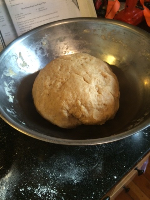 Hot water paste, ready to rest. It kind of looks like a big wad of regular dough but very very solid 