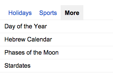 More Calendars: day of the year, hebrew calendar, phases of the moon, star dates, etc