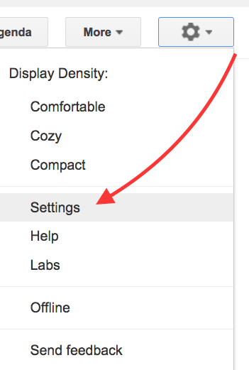 Gear in top right corner reveals setting submenu