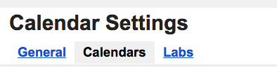 Three Submenus - Settings Calendars Labs - Select calendars 