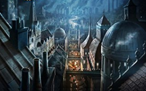 Close up of rooftop London illustration from the cover of the omnibus