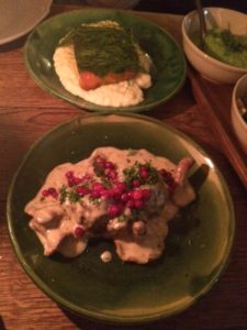 Wild boar meatballs and trout.