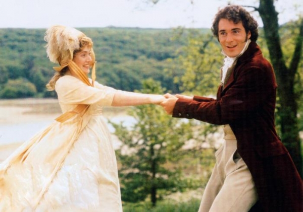 Kate Winslet as Marianne being twirled around in a circle by Willoughby on a picnic in the film