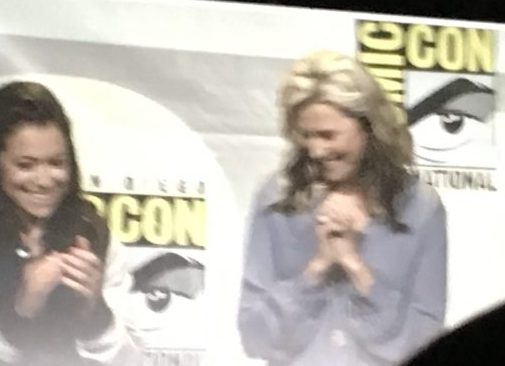 Tatiana Maslany and Lucy Lawless on a panel