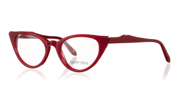Red cats eye glasses in plastic - and the color is holy lipstick red 