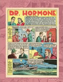 A sample page from Doctor Hormone, in which he and Janey rush into action to stop the Nazians.