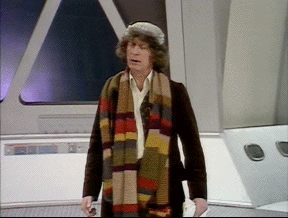 Dr Who with the long scarf gestures impatiently