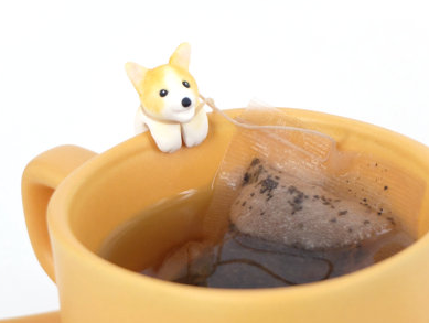 Ceramic Welsh Corgi teabag holder