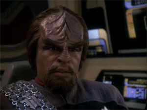 Worf from Star Trek drops his face into his palm.