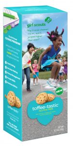 Blue box of Toffee Tastic cookies - you only get one sleeve for $4-6. 