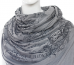 A Pride and Prejudice infinity scarf in the color gray