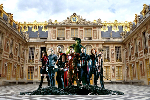 The Avengers in front of the Palace of Versailles