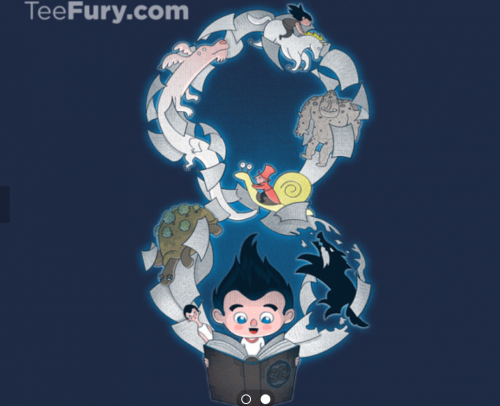 A Neverending Story tee with all the characters from the book