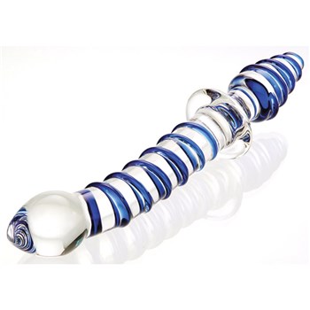 Twisted Love Glass dildo with blue swirls