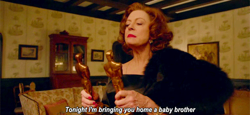 Susan Sarandon saying to her Oscars Tonight I'm bringing you home a baby brother 