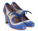 Fluevog Revelation in blue and cream