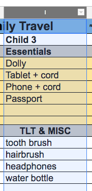 Column on spreadsheet highlighted after clicking.