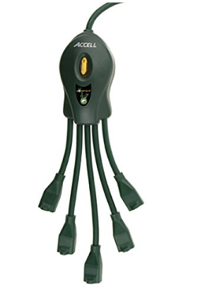 Squid style power trip with five outlets connected by short cords to a base 