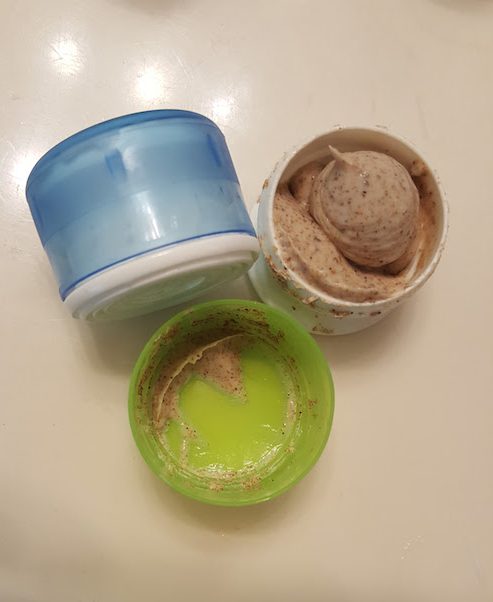 Two small GoTubs, one with my face scrub inside