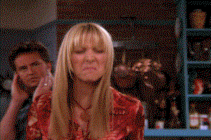 Phoebe from Friends screams "motherfucker!" while Chandler cowers behind her