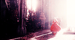 Belle, in a GIANT, AGRESSIVELY RED dress, runs, with her brothers, carrying the prone body of the Beast. But be real, no one is looking at them, they're looking at her dress.
