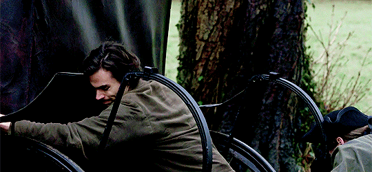 Sam, efficiently pushing the carriage